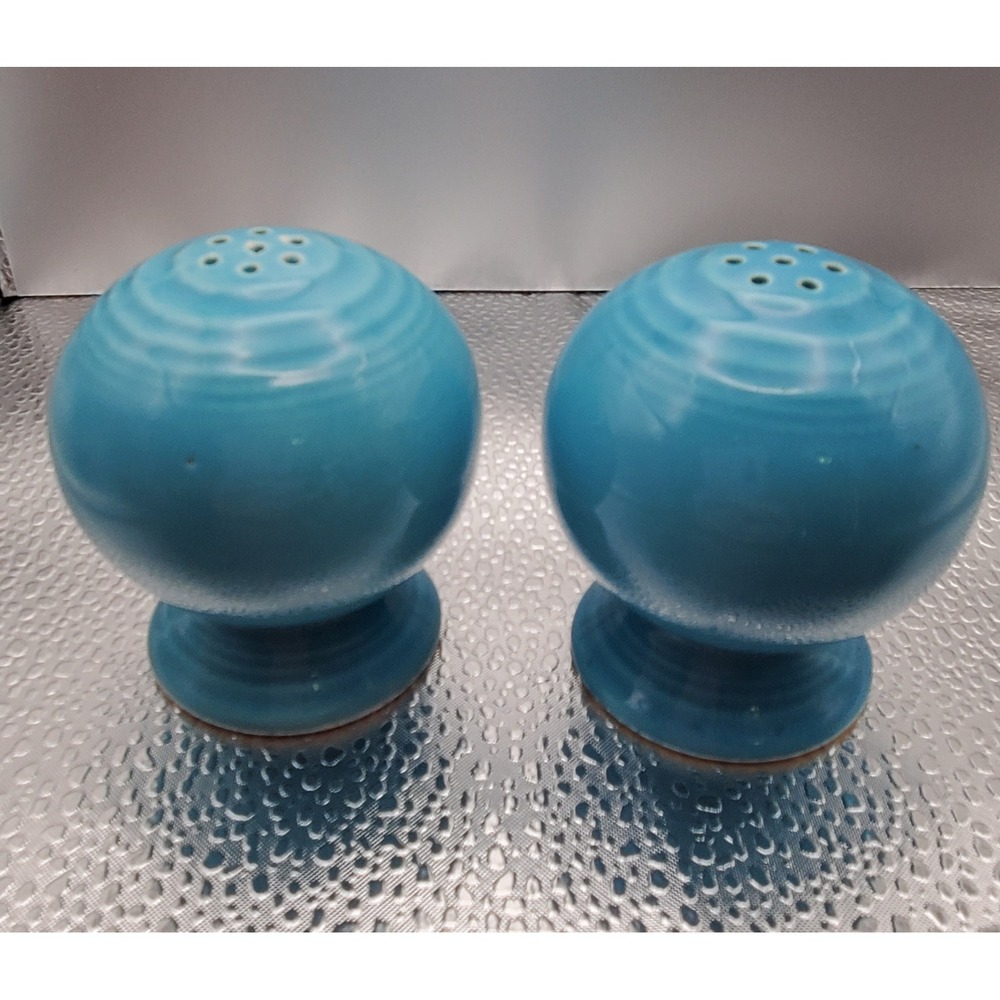 Fiesta Turquoise Salt and Pepper Shakers Set Fiestaware Ceramic Blue 2.25in - Picture 2 of 5